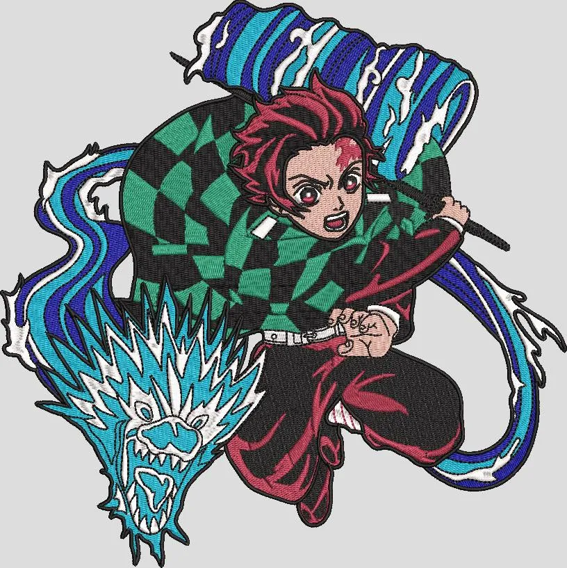 Alternative view of  Tanjiro Water Dragon Attack 