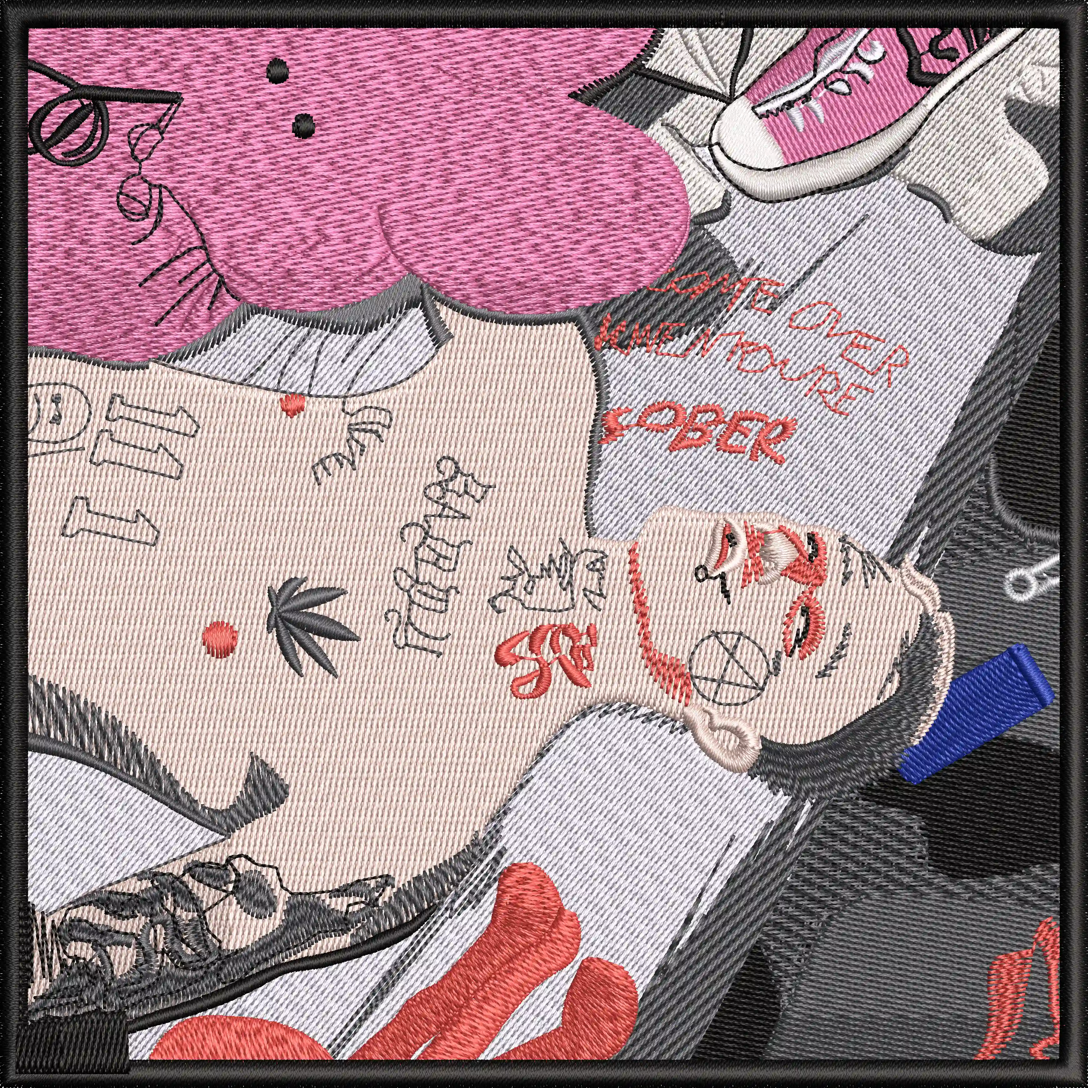 Alternative view of  Tattooed Man with Pink Plush and Sneakers 