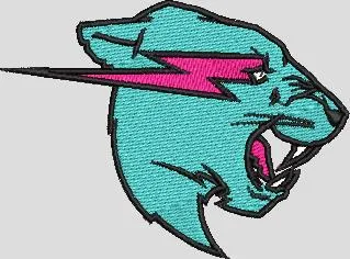 Alternative view of  Teal Panther Head with Pink Lightning Bolt 