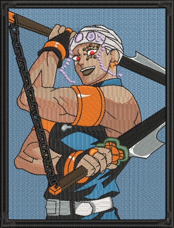 Alternative view of  Tengen Uzui Dual Swords Embroidered Portrait 