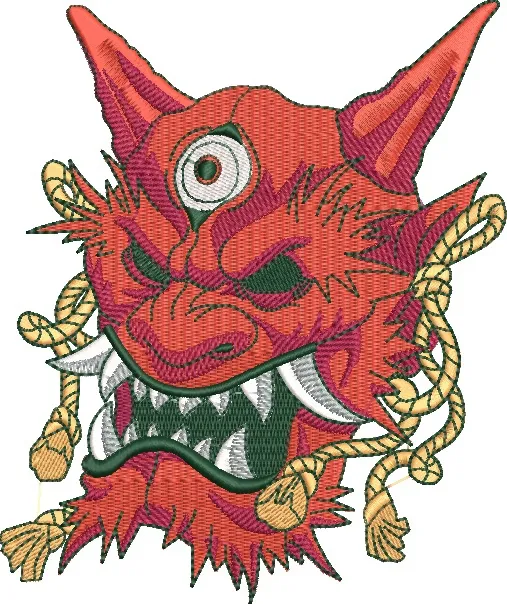 Alternative view of  Three Eyed Oni Mask Embroidery 