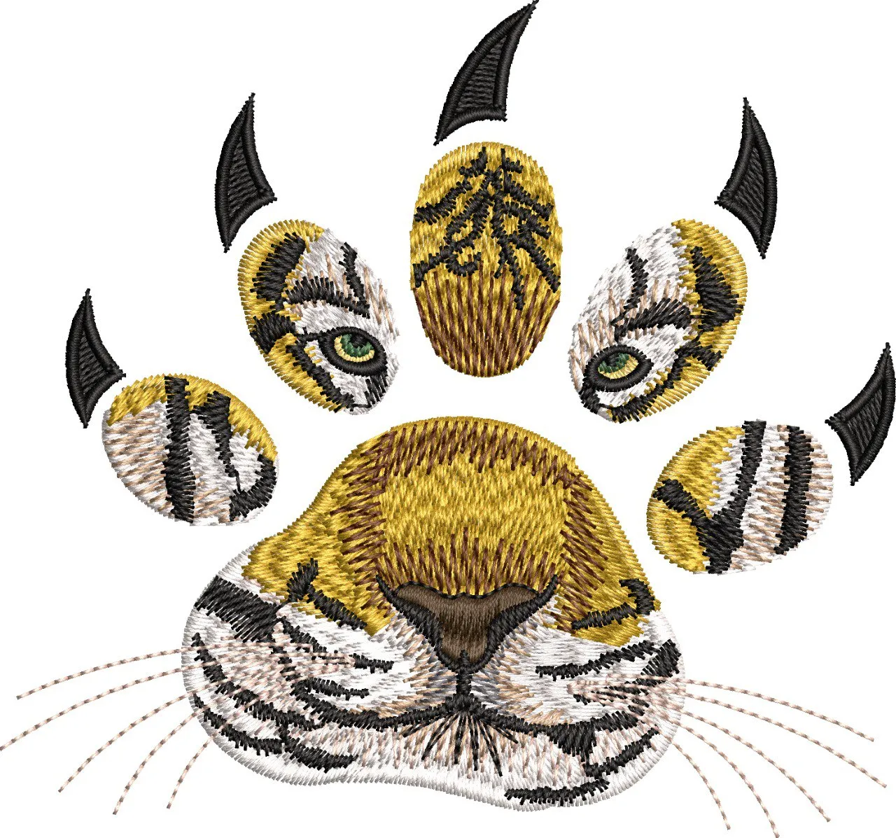 Alternative view of  Tiger Face in Paw Print Embroidery 