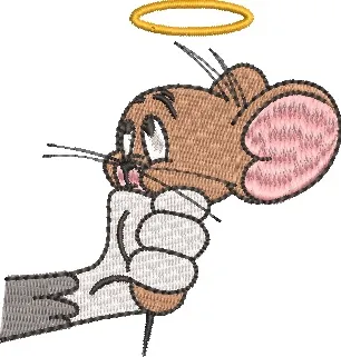 Alternative view of  Tom Holding Jerry with Halo 