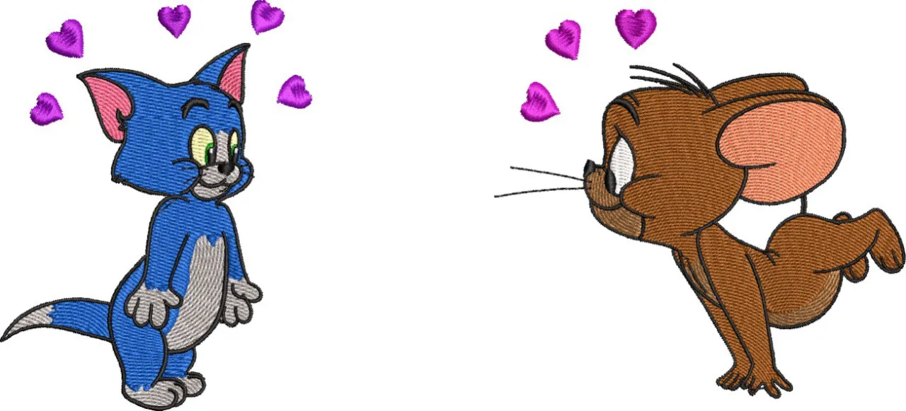 Alternative view of  Tom and Jerry Love Hearts Embroidery 