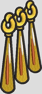 Alternative view of  Triple Gold Earring Charms Embroidery 