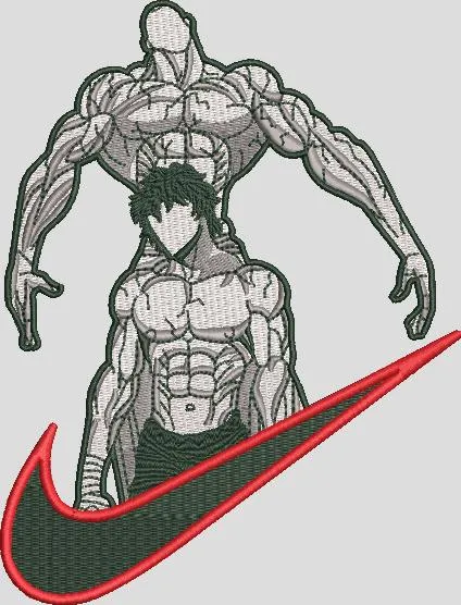 Alternative view of  Two Muscular Anime Characters with Nike Swoosh 
