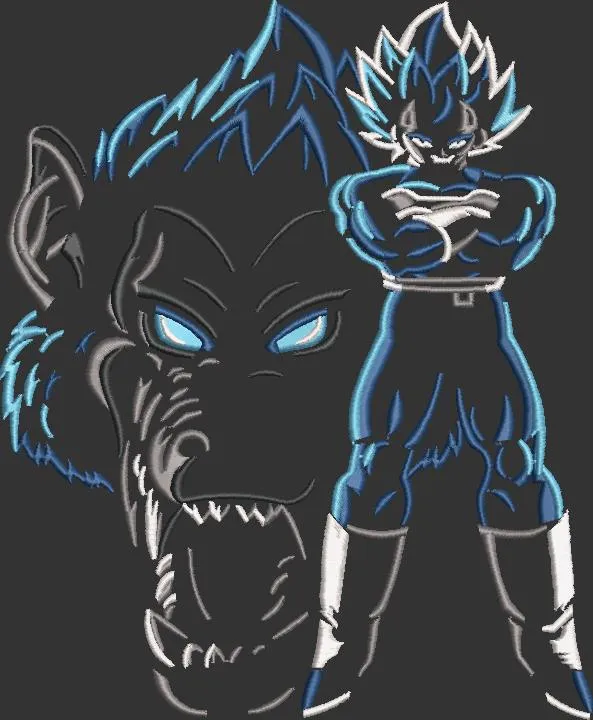 Alternative view of  Vegeta Super Saiyan Blue with Great Ape Outline 