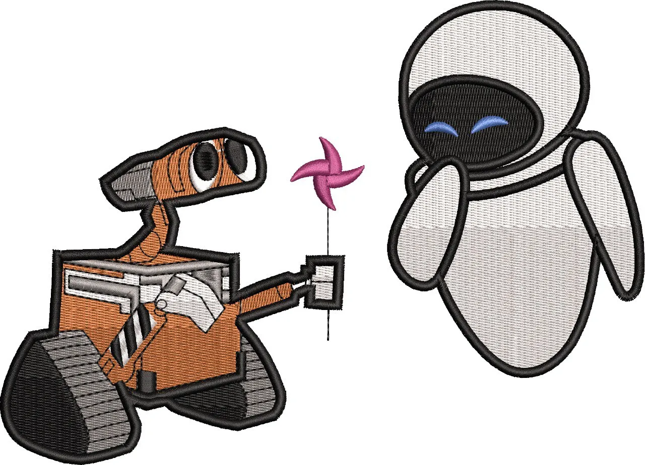 Alternative view of  WALL-E and EVE with Pinwheel Embroidery 