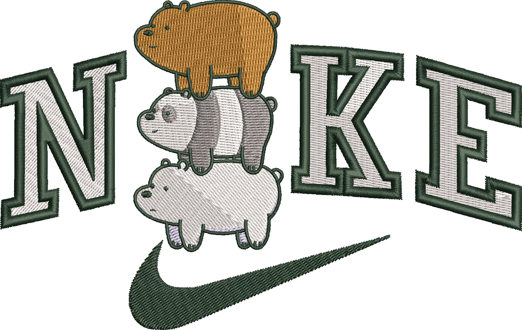 Alternative view of  We Bare Bears Stacked on Nike Logo 