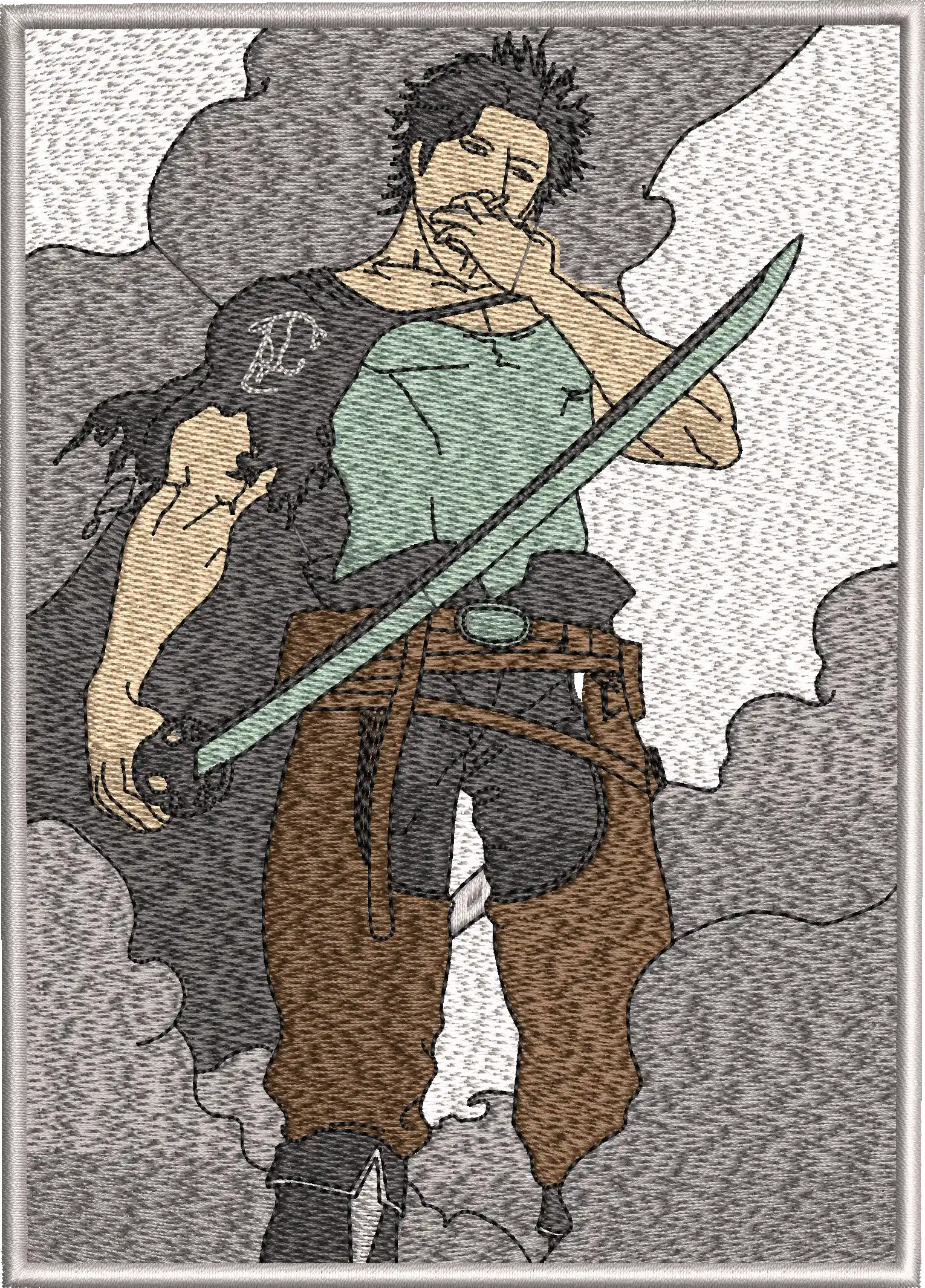 Alternative view of  Yami Sukehiro with Katana Embroidered Art 