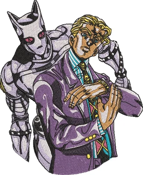 Alternative view of  Yoshikage Kira with Killer Queen JoJo Patch Style 