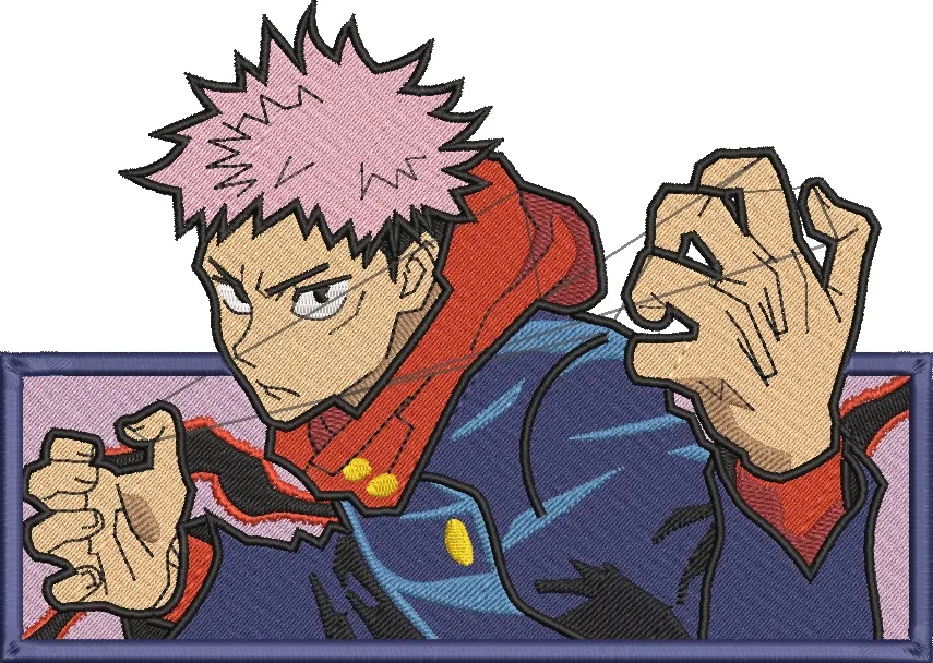 Alternative view of  Yuji Itadori Embroidered Pose 