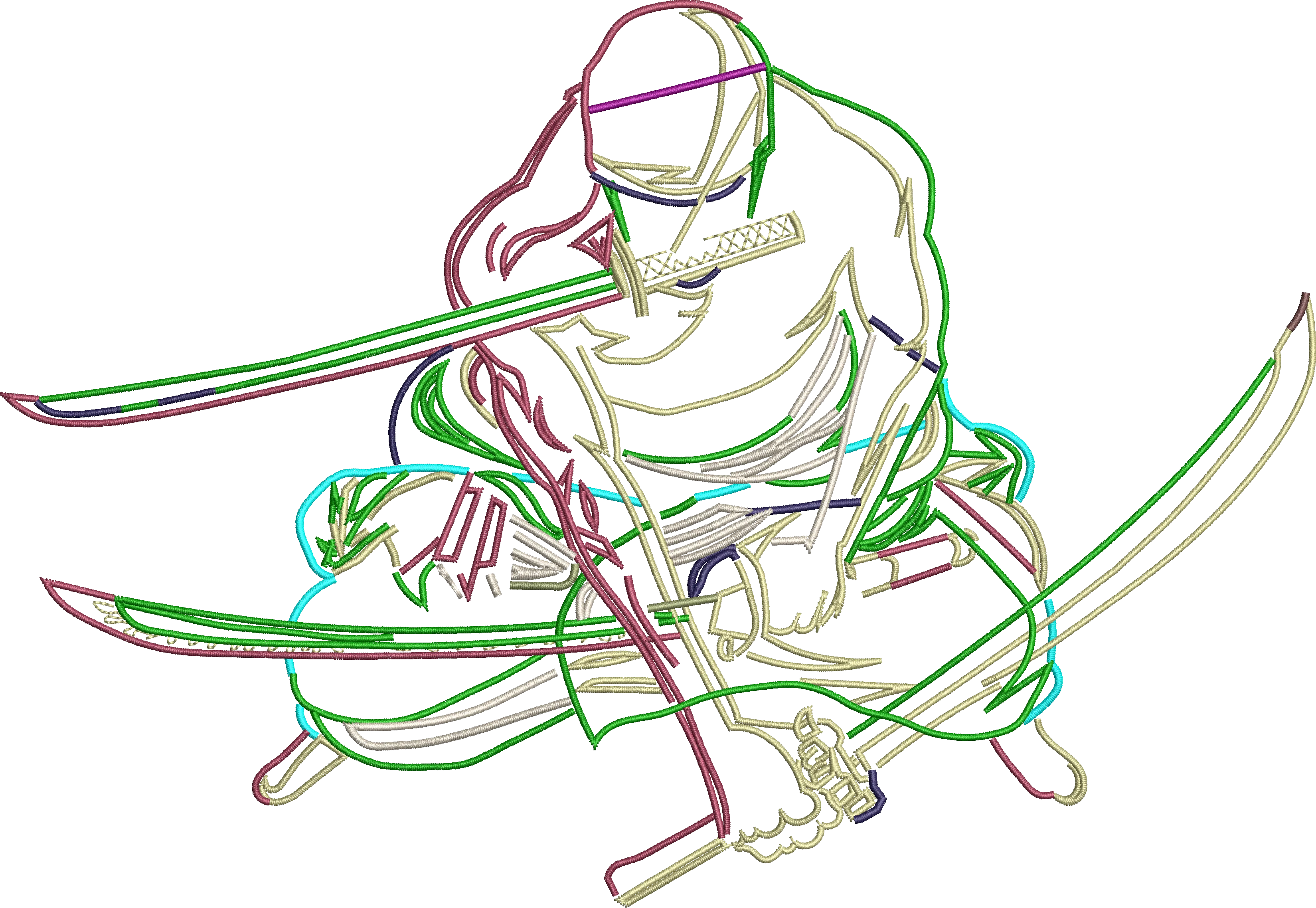 Alternative view of  Zoro Neon Outline Three Swords Pose 