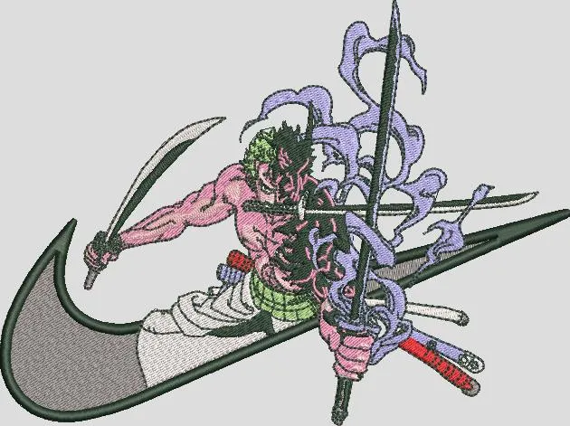 Alternative view of  Zoro in Nike Logo with Swords and Aura 