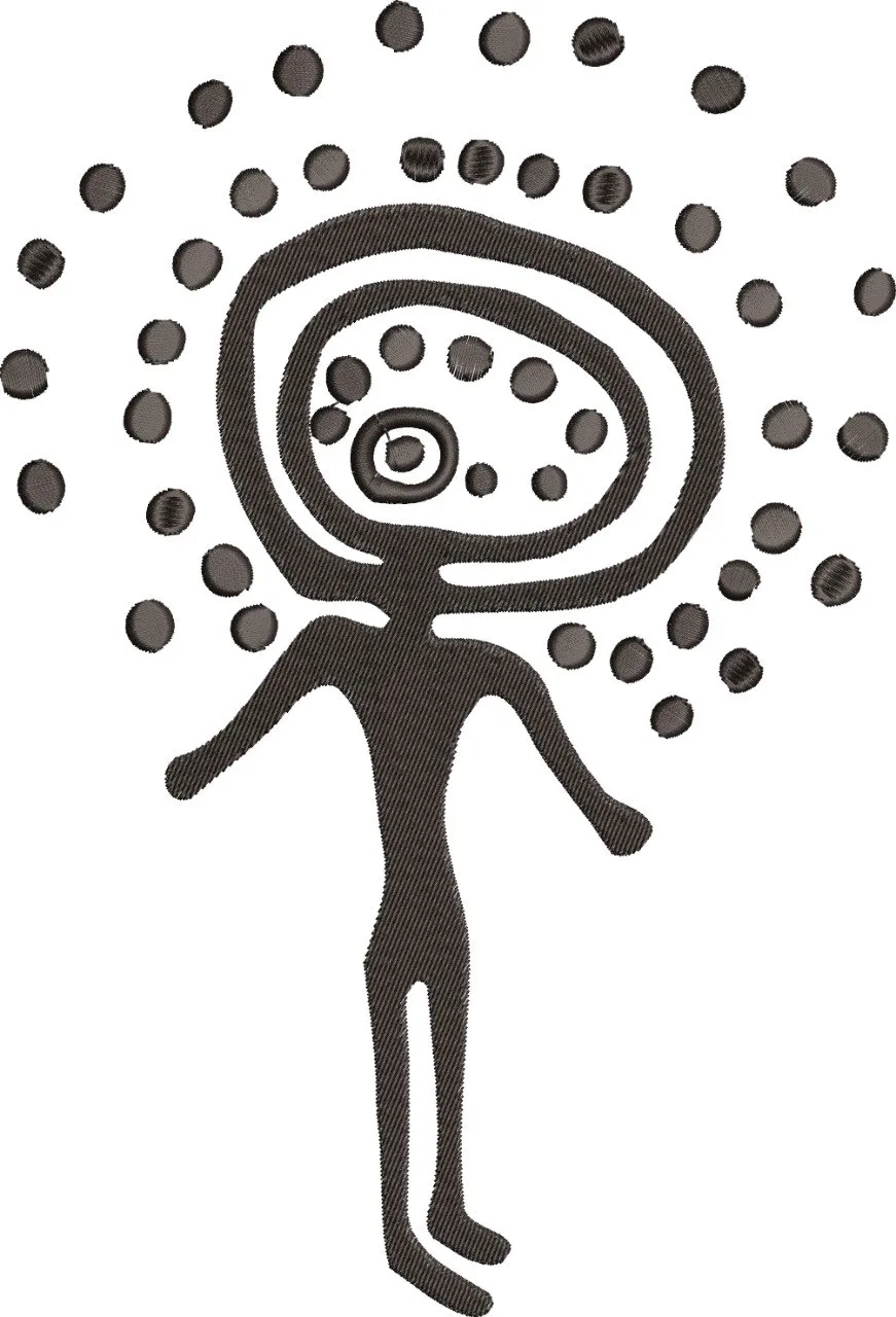 Abstract Human Figure with Swirl Head and Dots  embroidery pattern preview