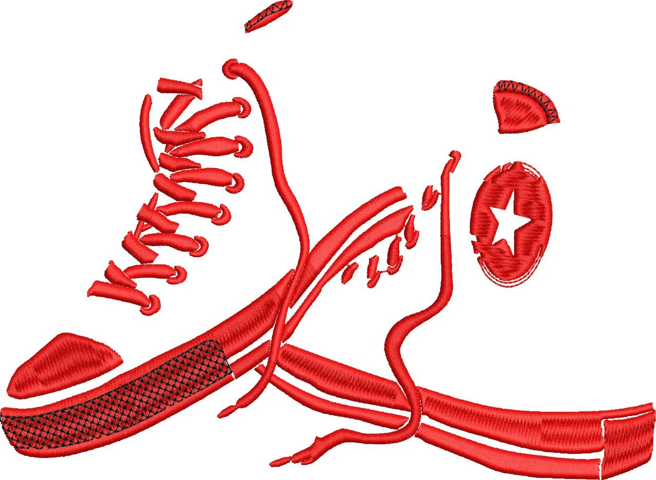  Abstract Red Converse Shoe Embroidery  embroidery pattern preview