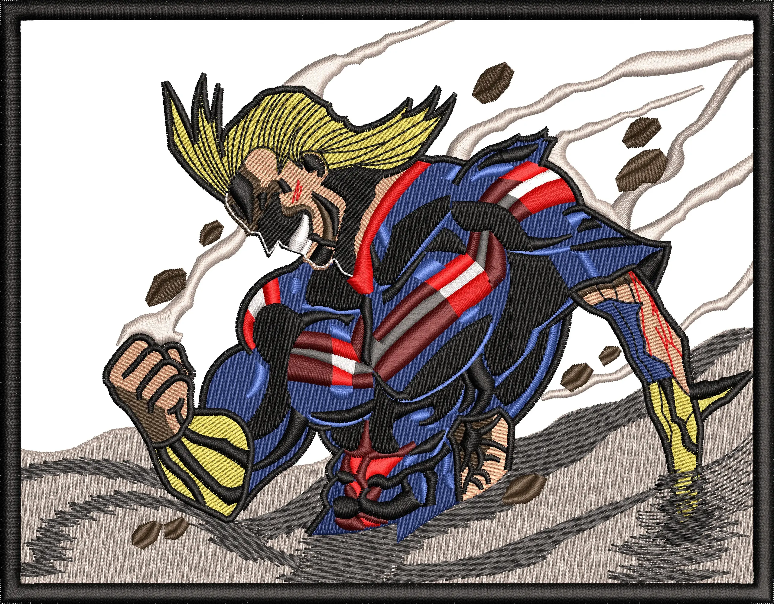  All Might Action Pose with Debris Embroidery  embroidery pattern preview