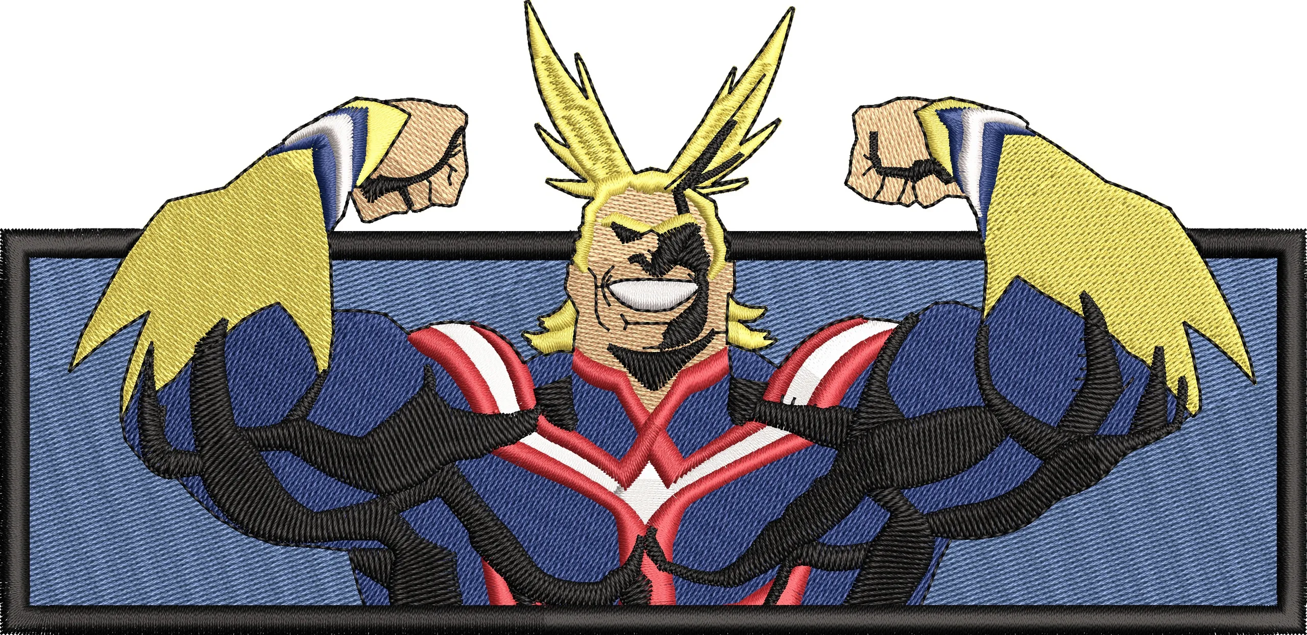 All Might Flexing in Rectangular Patch  embroidery pattern preview