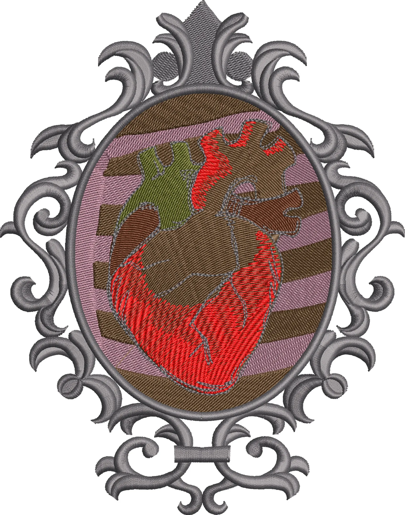  Anatomical Heart in Ornate Frame  embroidery pattern preview