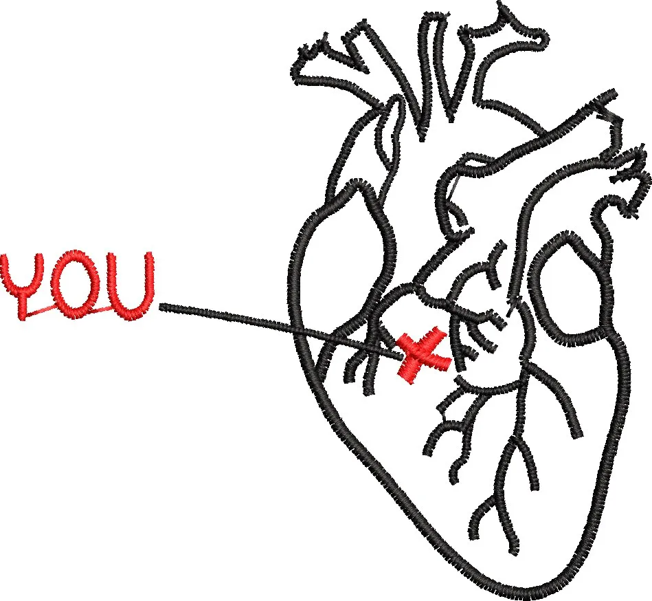  Anatomical Heart with You Embroidery  embroidery pattern preview