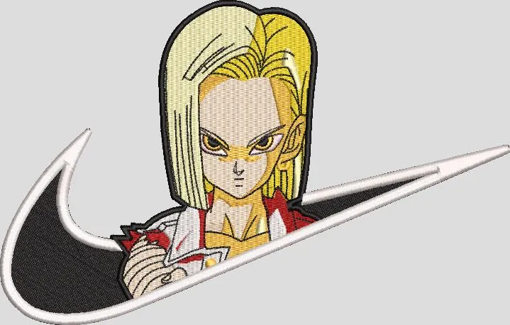  Android 18 in Nike Swoosh  embroidery pattern preview