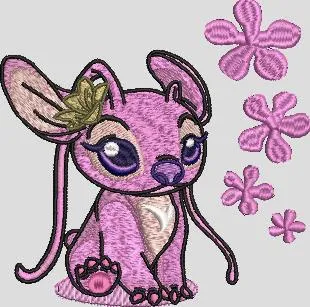  Angel Experiment 624 with Pink Flowers  embroidery pattern preview
