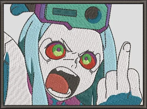  Angry Anime Girl with Middle Finger  embroidery pattern preview