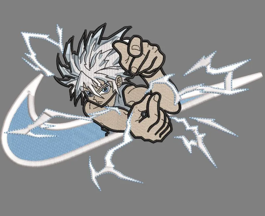  Anime Boy with Lightning and Nike Swoosh  embroidery pattern preview