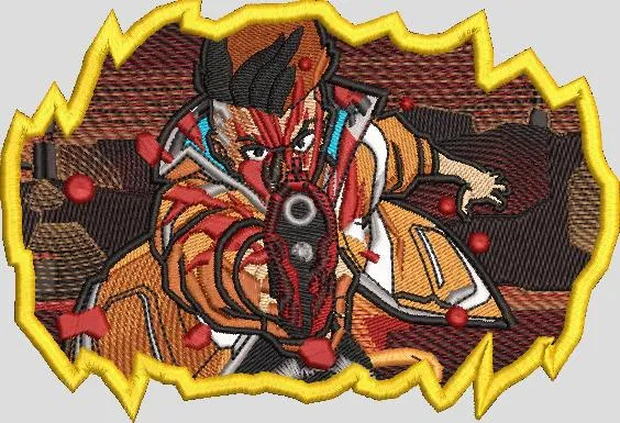  Anime Gunfighter with Lightning Border  embroidery pattern preview