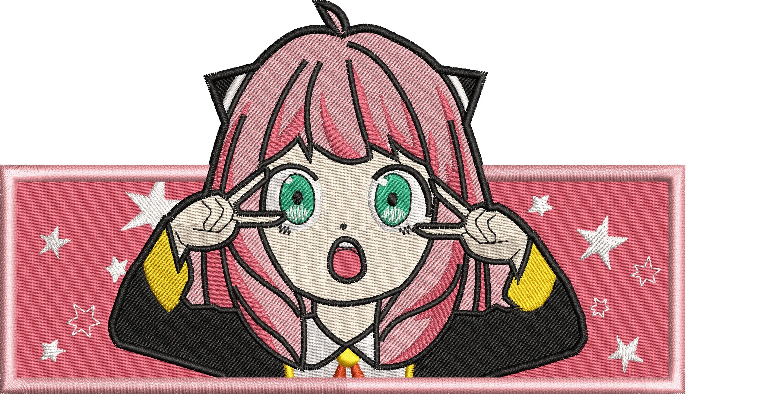  Anya Forger Embroidery Patch with Pink Stars  embroidery pattern preview