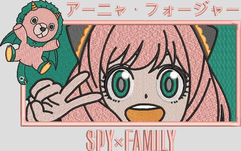  Anya Forger Peace Sign with Chimera Plush Spy x Family  embroidery pattern preview