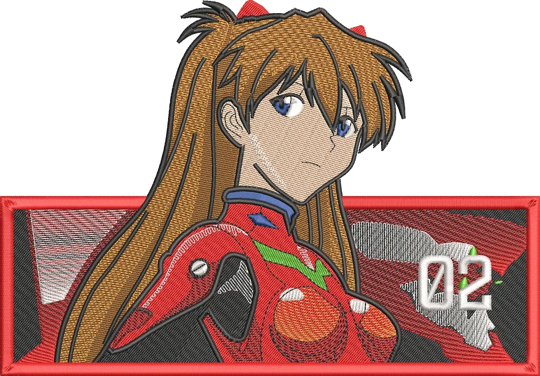  Asuka Langley Soryu with Unit 02 Patch  embroidery pattern preview