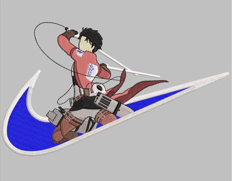 Attack on Titan Character with Nike Swoosh  embroidery pattern preview