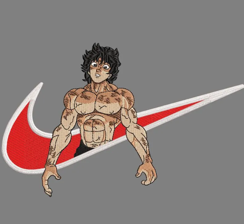  Baki Hanma with Nike Swoosh Logo  embroidery pattern preview
