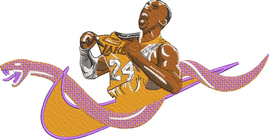  Basketball Player Number 24 with Snake Motif  embroidery pattern preview