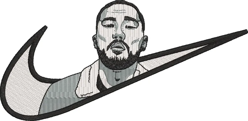  Bearded Man Portrait Inside Nike Swoosh  embroidery pattern preview
