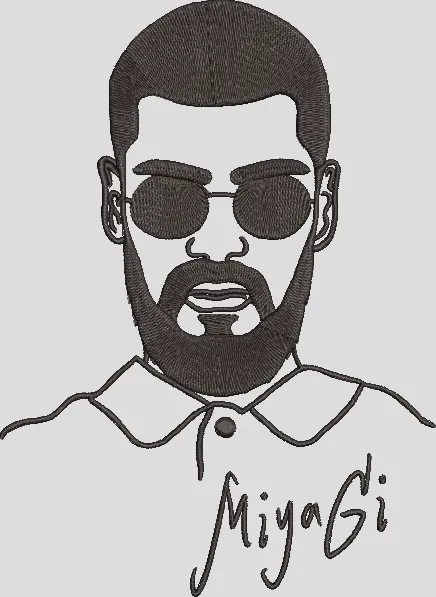 Bearded Man with Sunglasses Embroidery  embroidery pattern preview