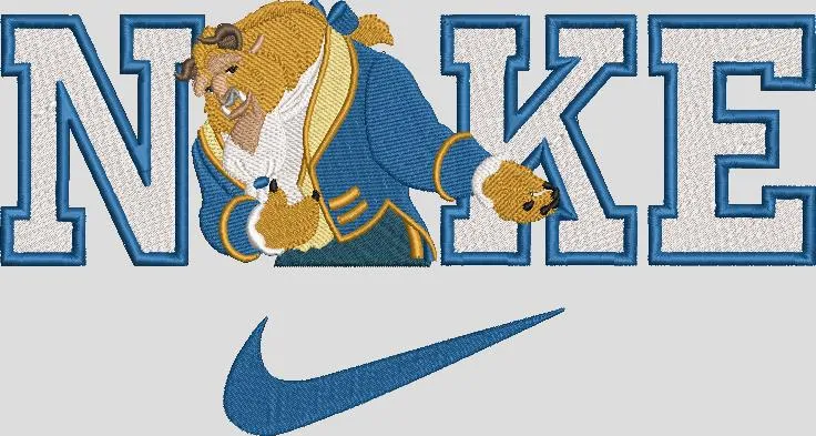  Beast from Beauty and the Beast with Nike Text and Logo  embroidery pattern preview