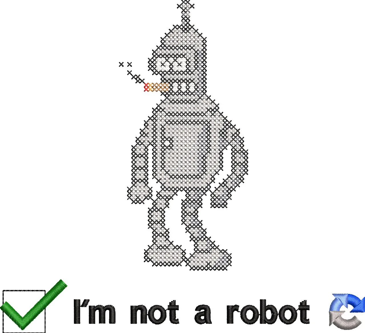 Bender with CAPTCHA Embroidery Meme  embroidery pattern preview