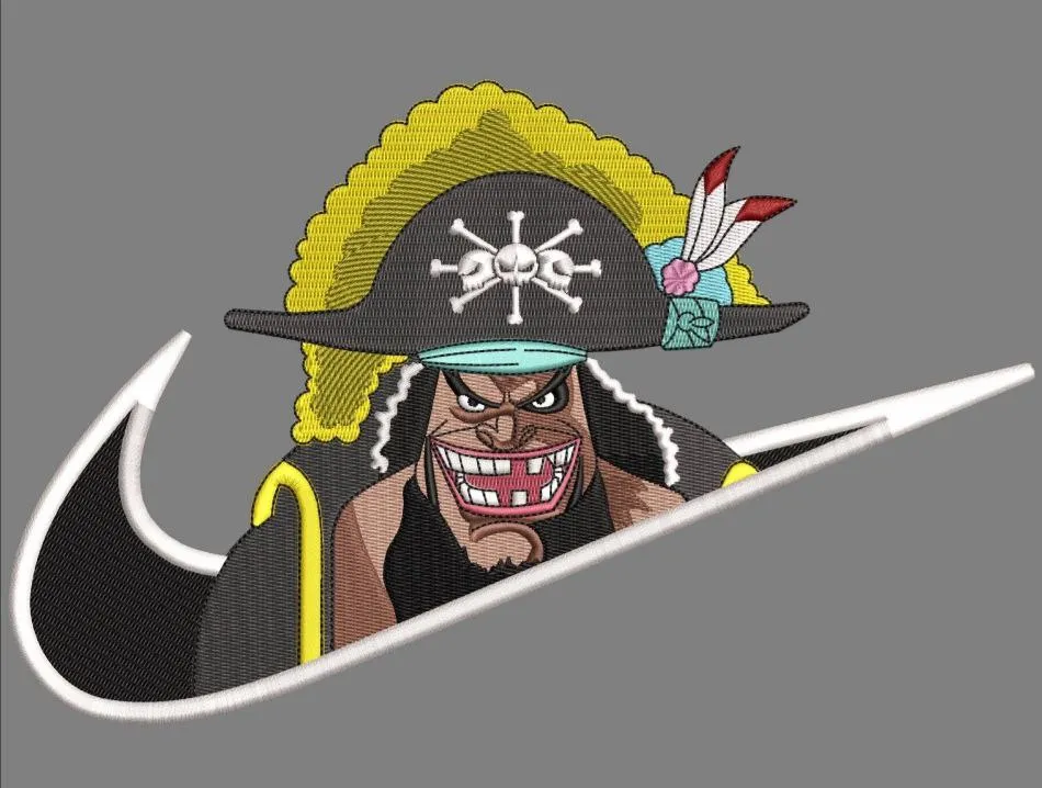 Blackbeard One Piece in Nike Logo  embroidery pattern preview