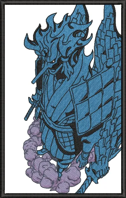  Blue Samurai Warrior Spirit with Sword and Smoke  embroidery pattern preview