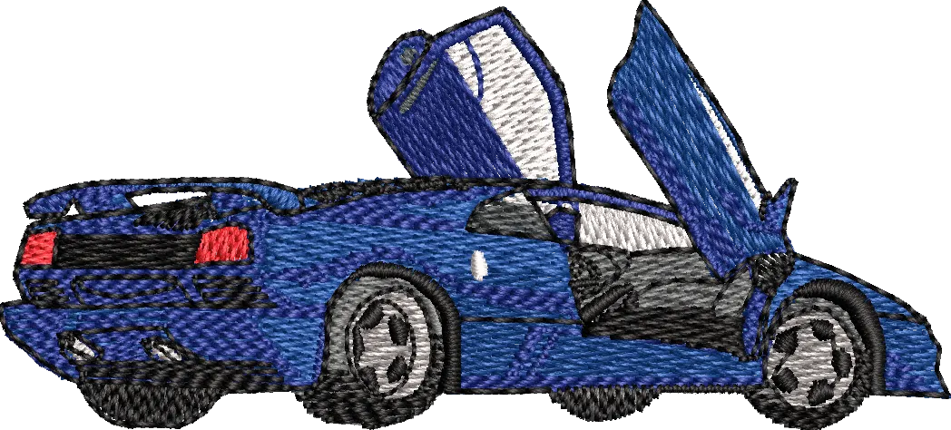 Blue Sports Car with Scissor Doors Embroidery  embroidery pattern preview