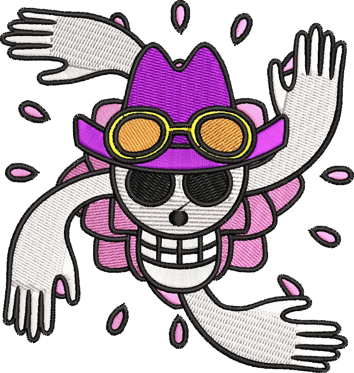  Brook in Purple Hat with Flower Petals  embroidery pattern preview