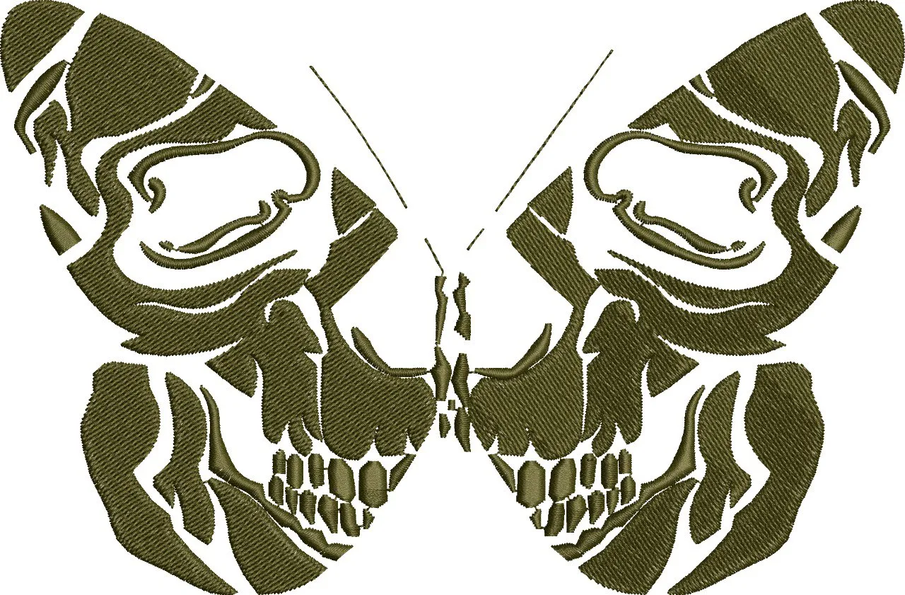 Butterfly Shaped Skull Outline Embroidery  embroidery pattern preview