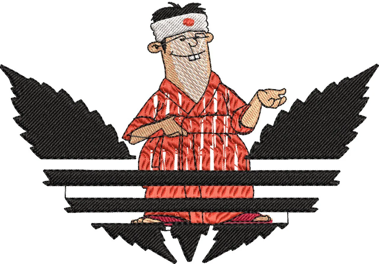  Cartoon Martial Artist with Adidas Logo Parody  embroidery pattern preview