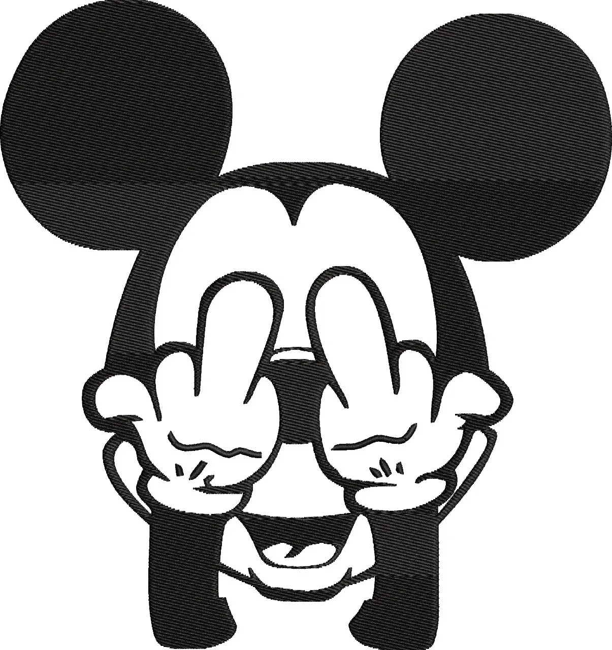  Cartoon Mouse Face with Double Middle Finger Gesture  embroidery pattern preview
