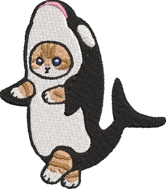  Cat in Orca Whale Costume  embroidery pattern preview