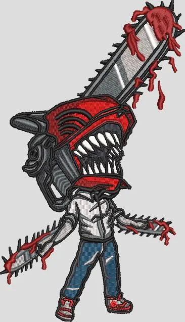  Chainsaw Man Chibi Bloody Design  embroidery pattern preview