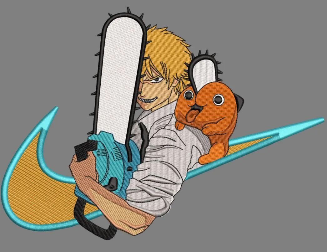  Chainsaw Man and Pochita with Nike Logo  embroidery pattern preview