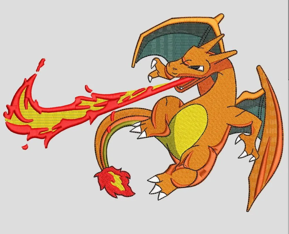  Charizard Breathing Fire Embroidery  embroidery pattern preview